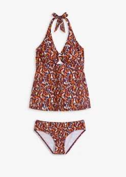 Tankini con cuello halter (2 piezas) con detalle de anilla