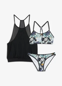 Tankini holgado (3 piezas) con top de bikini tipo bustier