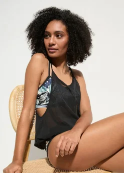 Tankini holgado (3 piezas) con top de bikini tipo bustier