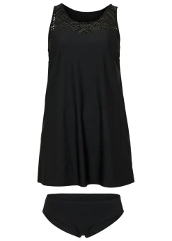 Tankini largo de secado rápido con encaje (2 piezas)