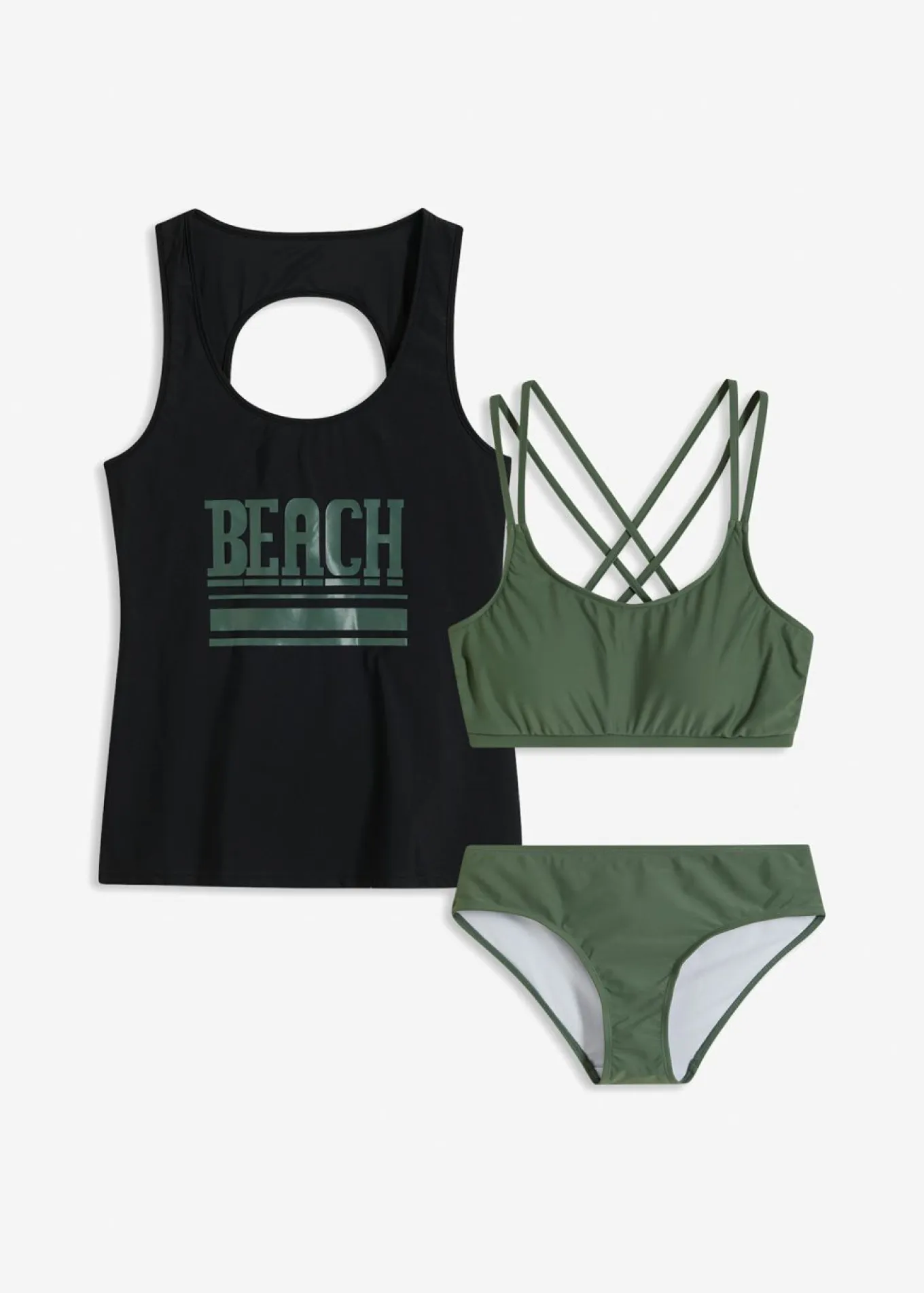 Tankini y sujetador (3 piezas)