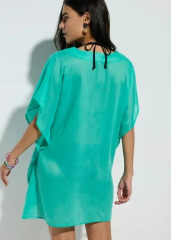 Túnica de playa transparente con escote en V