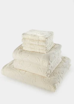 Toalla de mano de algodón con estructura en relieve