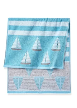 Toalla de mano de algodón con diseño de barcos