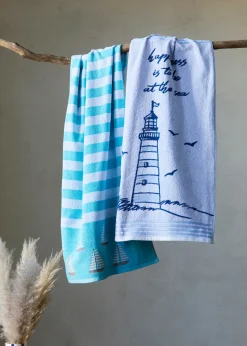 Toalla de mano de algodón con diseño de barcos