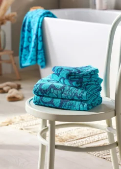 Toalla de mano de algodón con diseño jacquard de flores