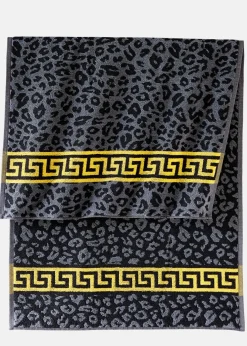 Toalla de mano de algodón con estampado de leopardo