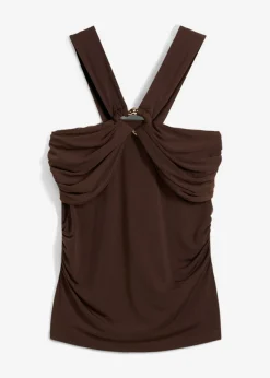 Top anudado al cuello con hebilla decorativa