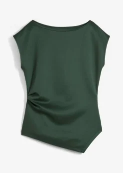 Top asimétrico de cómodo tejido de neopreno