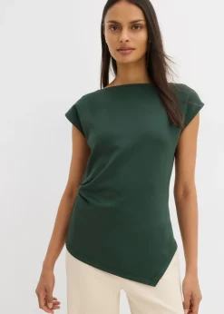 Top asimétrico de cómodo tejido de neopreno
