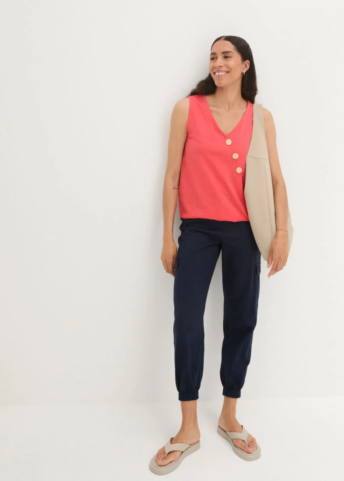 Top de algodón con diseño cruzado y cintura elástica