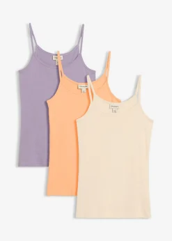Top de algodón puro con tirantes finos (3 unidades)