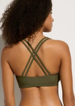 Top de bikini bustier con tirantes cruzados
