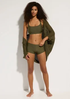 Top de bikini bustier con tirantes cruzados