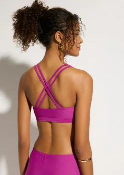 Top de bikini bustier con tirantes cruzados