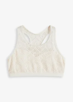Top de bikini bustier con encaje