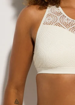 Top de bikini bustier con encaje