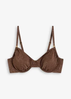 Top de bikini con aros de material brillante