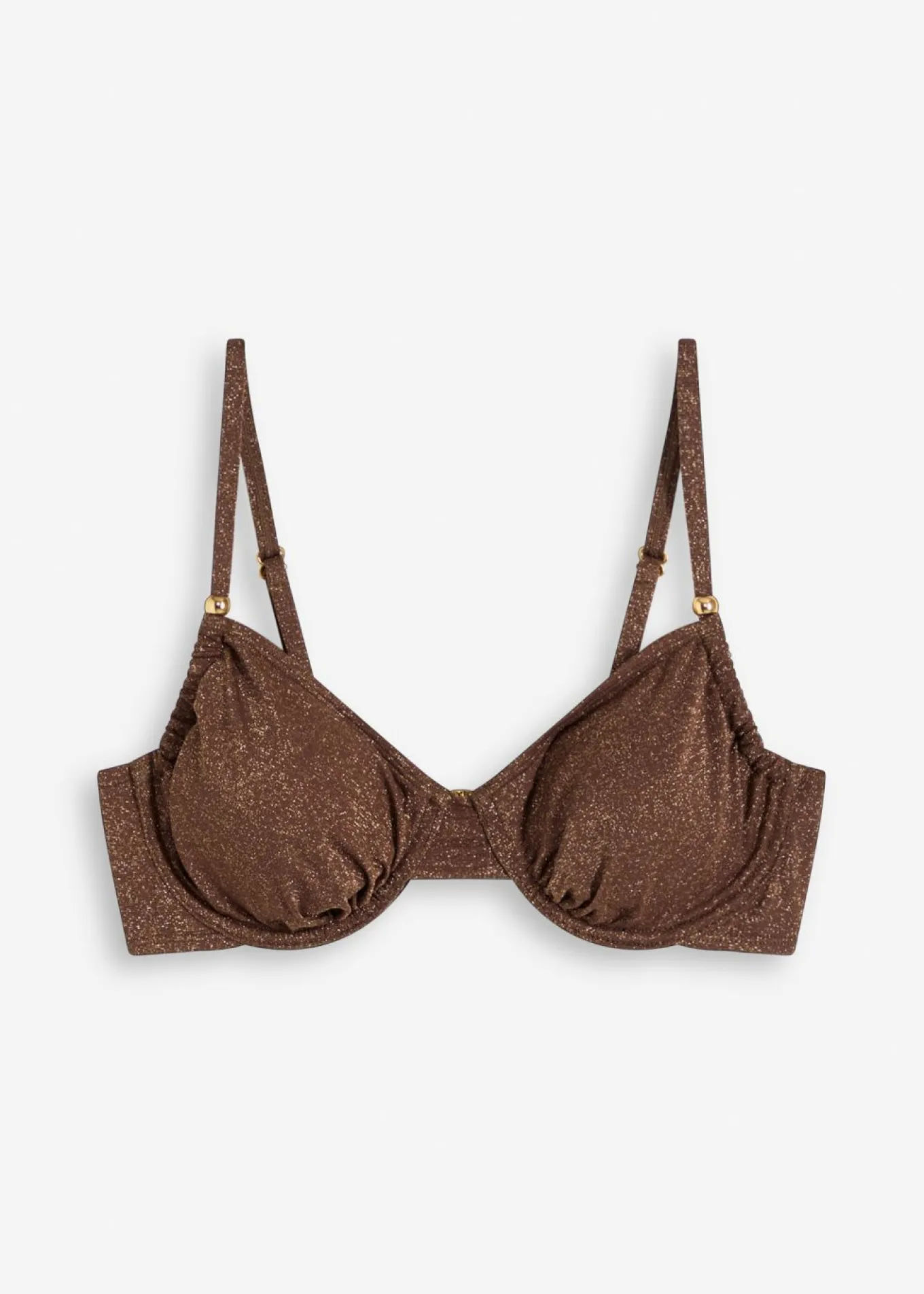 Top de bikini con aros de material brillante