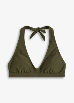 Top de bikini halter con escote en V