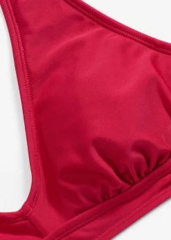 Top de bikini halter con escote en V