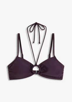 Top de bikini tipo bustier con detalle de anilla