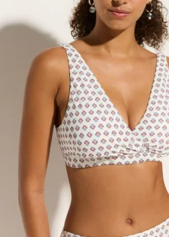 Top de bikini tipo bustier con escote en V