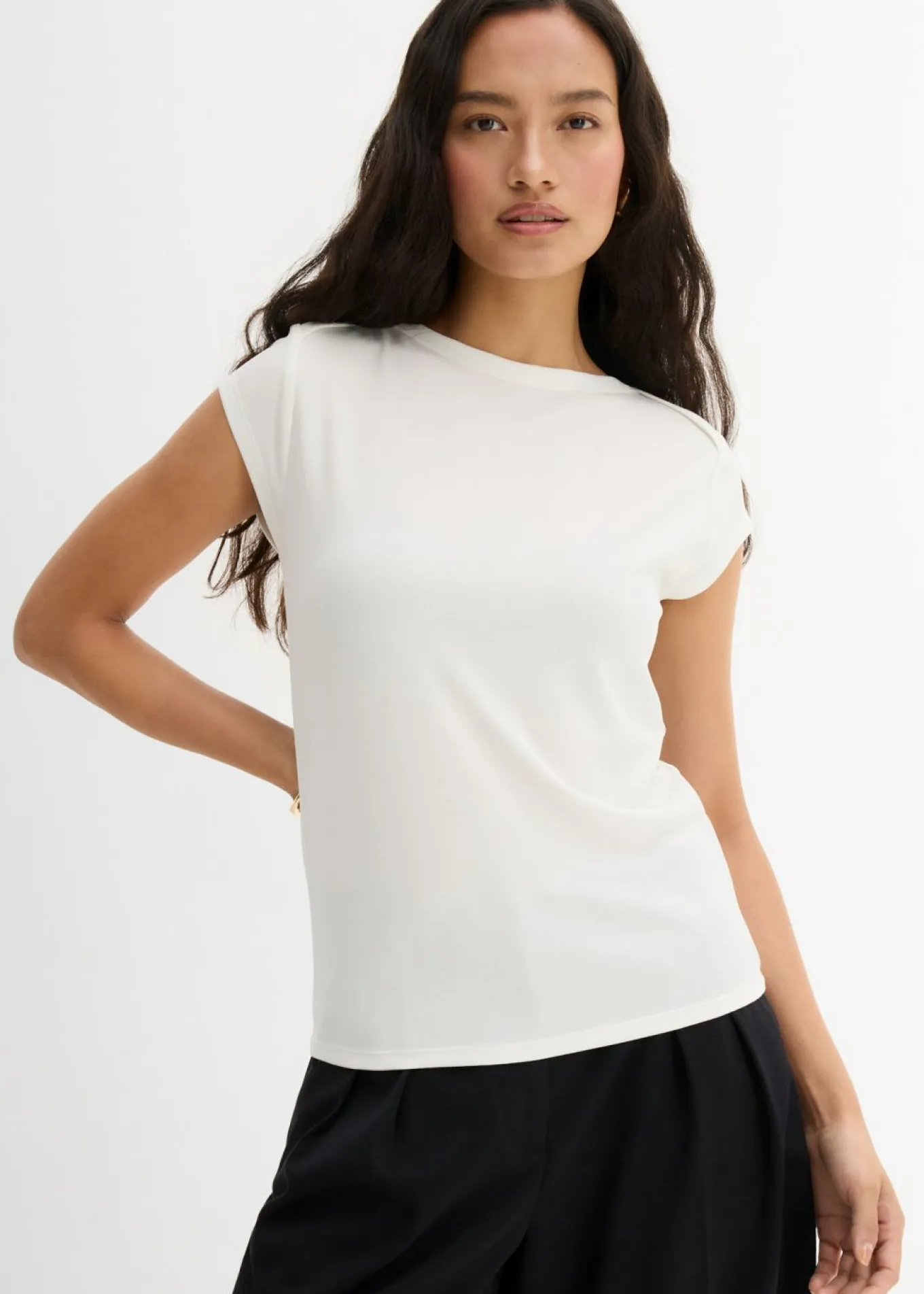 Top de canalé de mezcla suave de modal