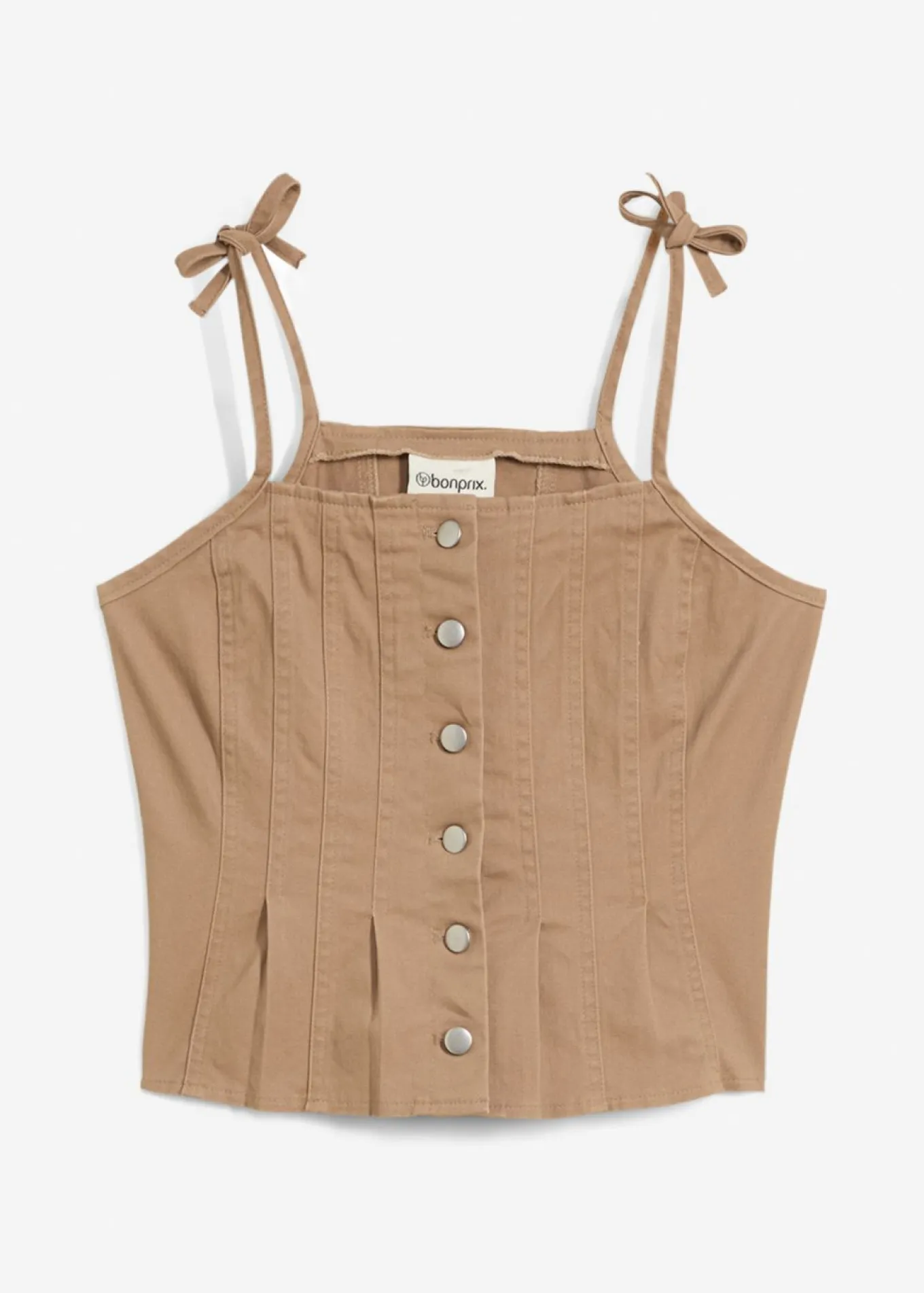 Top de mezcla de algodón elástico con tirantes finos