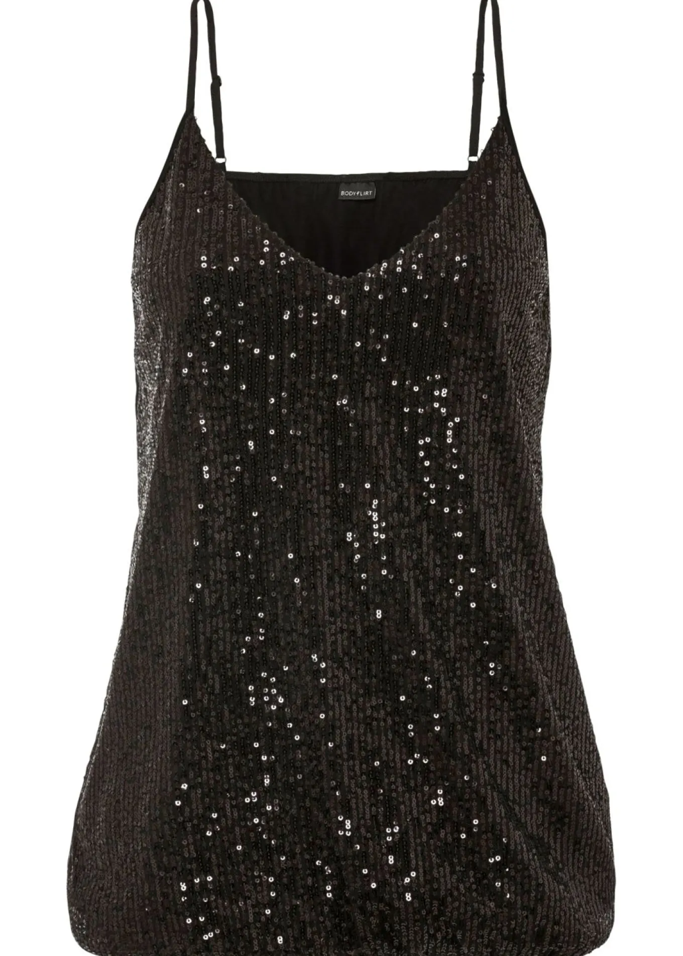Top de mezcla de viscosa suave con tirantes finos y lentejuelas