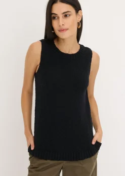 Top de punto de algodón con textura nudosa