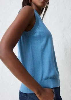 Top de punto fino con contenido de seda y cuello tipo polo