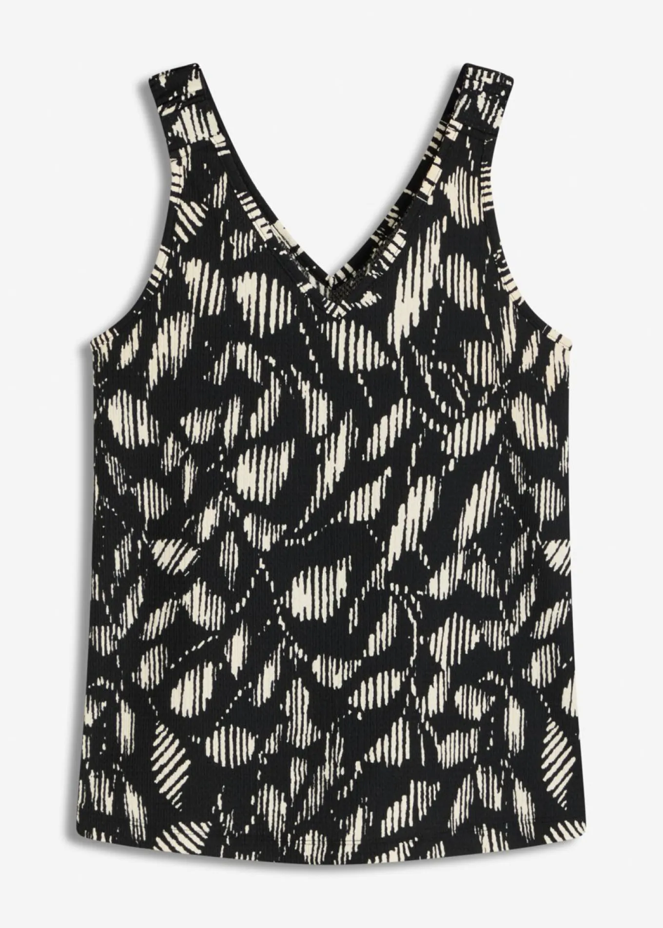Top estampado de punto estructurado