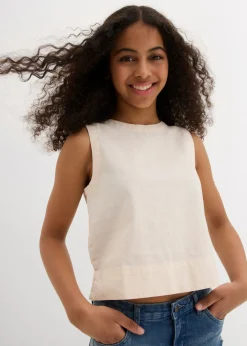 Top tipo blusa de mezcla de lino