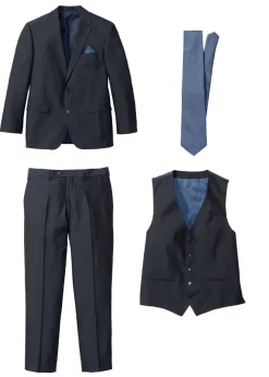 Traje con chaleco y corbata (4 piezas) con corte regular