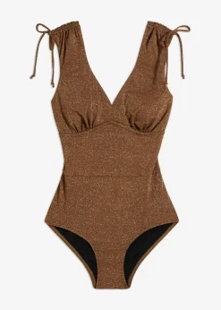 Traje de baño brillante con ligero efecto moldeador