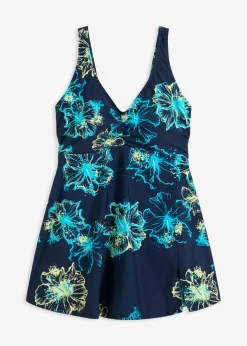 Traje de baño con efecto moldeador medio y escote en V