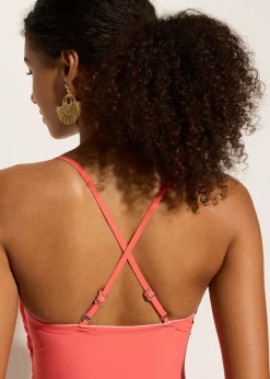 Traje de baño con efecto moldeador medio y aspecto cruzado