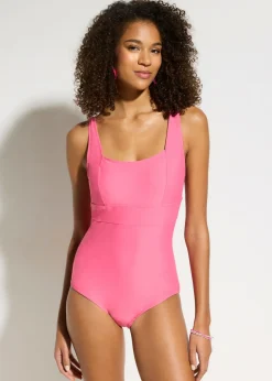 Traje de baño con efecto moldeador medio con escote cuadrado