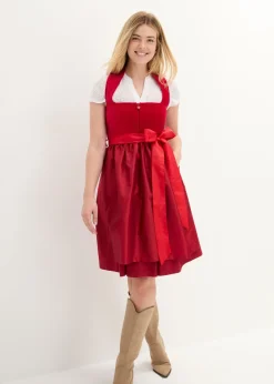 Traje tirolés con corpiño de terciopelo y delantal de satén (2 piezas)