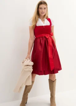 Traje tirolés con corpiño de terciopelo y delantal de satén (2 piezas)