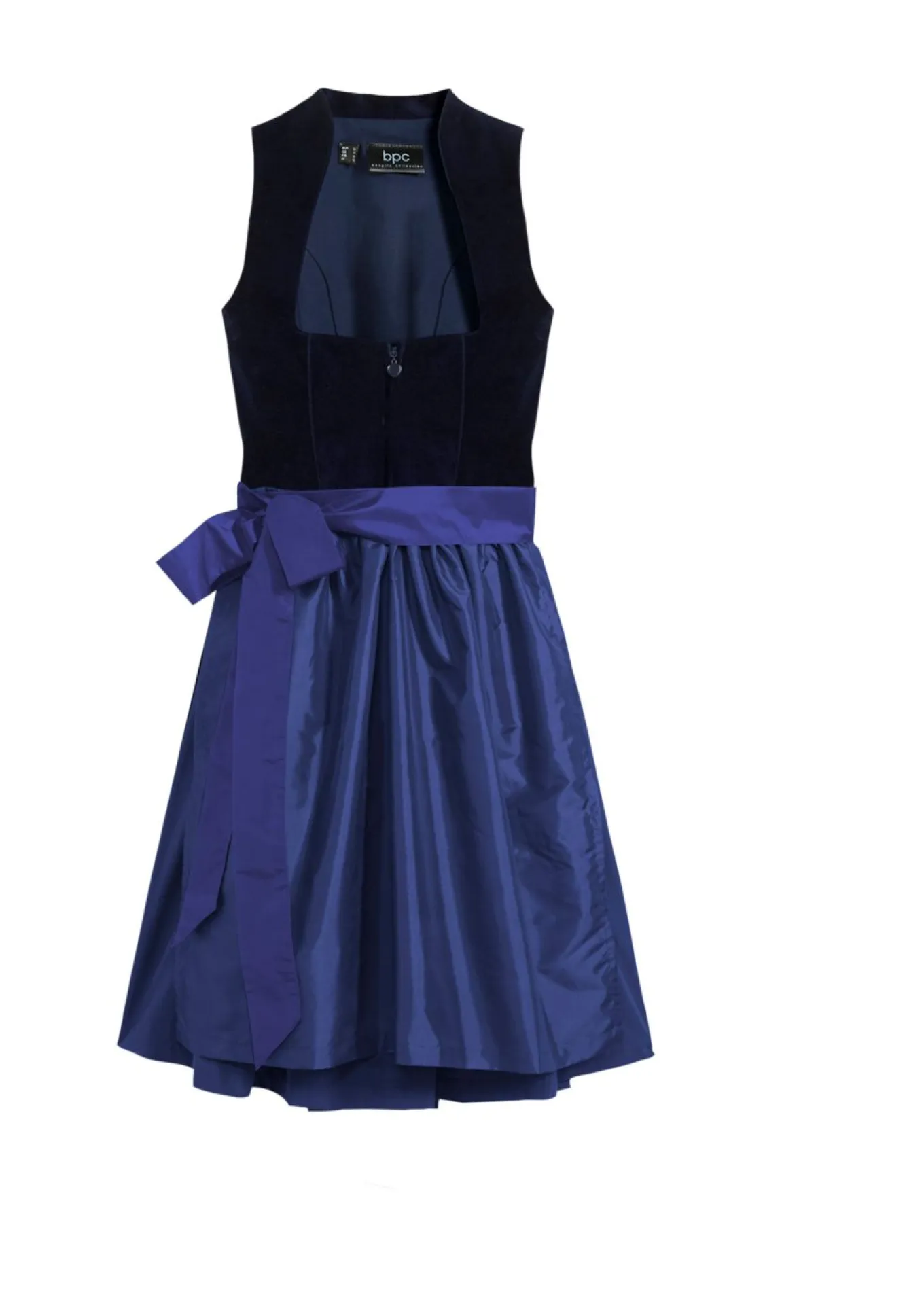 Traje tirolés con corpiño de terciopelo y delantal de satén (2 piezas)