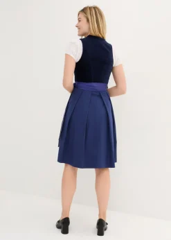 Traje tirolés con corpiño de terciopelo y delantal de satén (2 piezas)