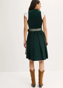 Traje tirolés con corpiño de terciopelo y delantal de satén (2 piezas)