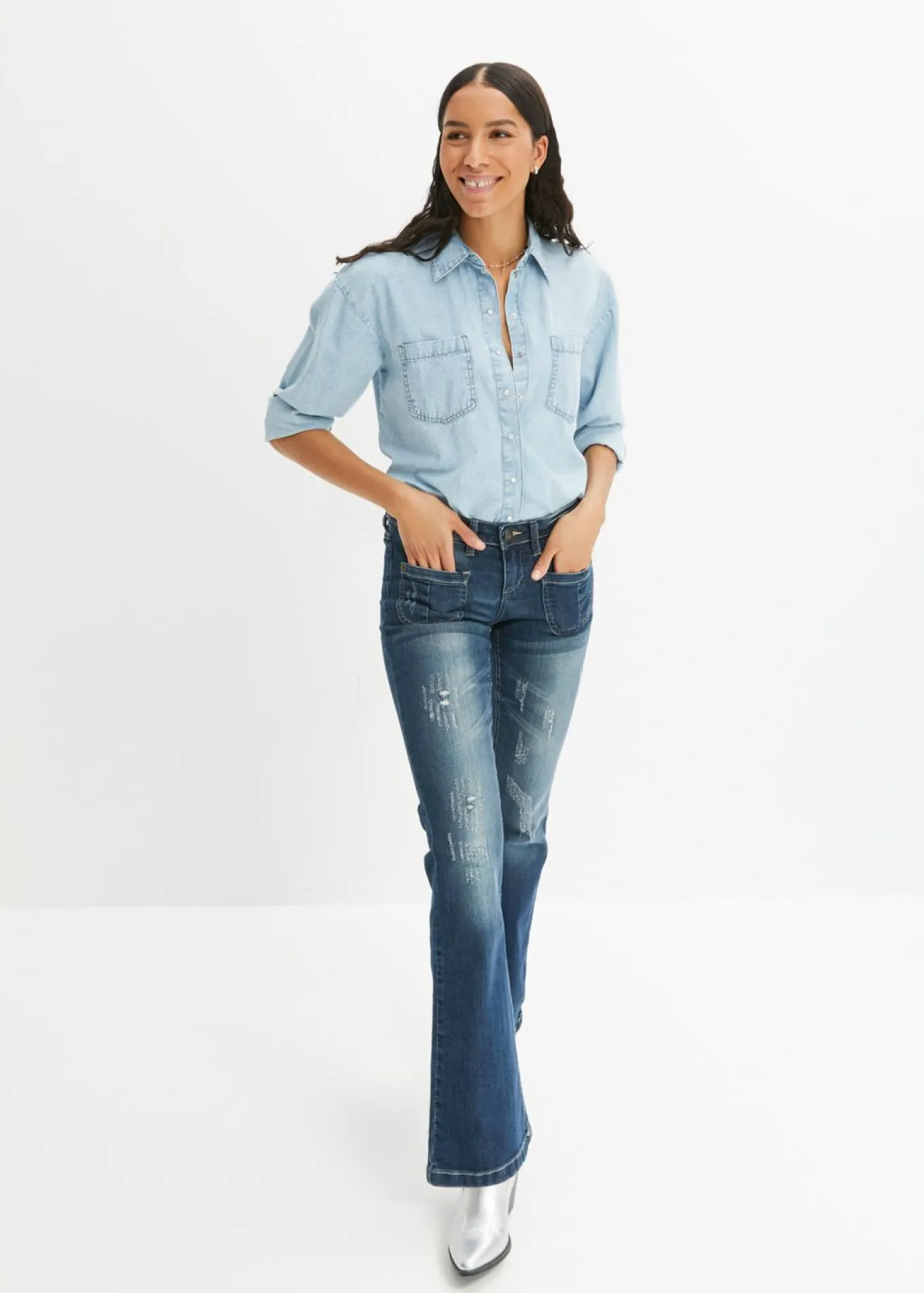Vaquero bootcut con efecto descolorido