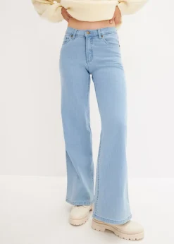Vaquero de pernera ancha, mid waist, elástico