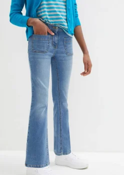 Vaqueros acampanados con talle medio y cinturilla cómoda