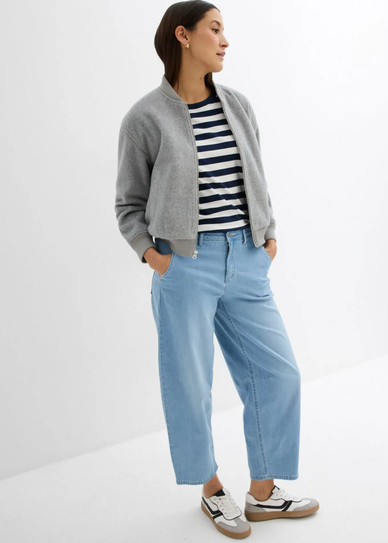Vaqueros balloon, mid waist, super soft, cropped