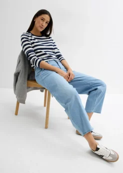 Vaqueros balloon, mid waist, super soft, cropped