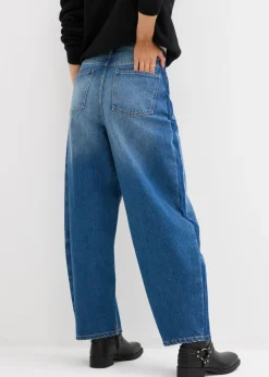 Vaqueros barrel, high waist, cropped